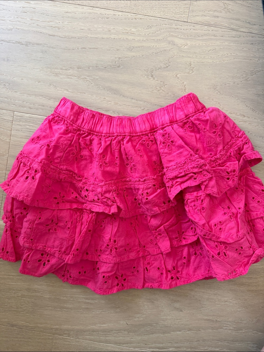 Abercrombie & Fitch Hot Pink Tiered Eyelet Mini Skirt, XS